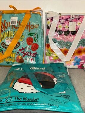 Foodland Hawaii Set Of 3 Insulated Reusable Bags ~ Spam Musubi/Kim Chee/Leis